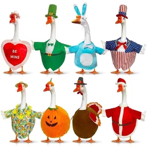 8-piece seasonal holiday outfit set for 23-inch lawn porch geese decorations