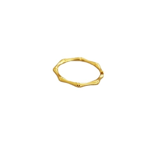Modern gold-plated brass bamboo joint ring with minimalist textured design for stacking