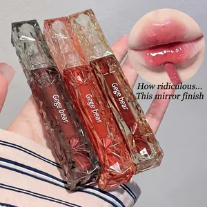 Three-piece diamond-cut mirror lip glaze set with high-shine water-gloss finish