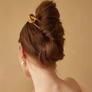 Minimalist U-Shaped Hair Stick Stainless Steel Love Knot Hair Pin Waterproof Hypoallergenic For Women Modern Hair Fork