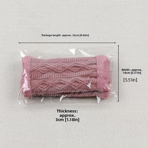 Mitaines roses en tricot losange avec fausse fourrure, dimensions de 22cm de long