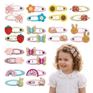 Cartoon Animal Fruit Kids Hair Clips Set Sequin Fabric Wrapped Snap Clips For Girls Toddlers Cute Hair Accessories