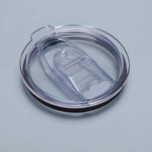 12oz stainless steel mug lid with clear sliding cover and black silicone leakproof seal