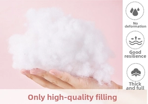 Close-up of high-rebound white polyester fiber filling for plush cat keychain