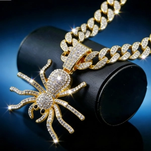 Spider Pendant Necklace Alloy Rhinestone Cuban Link Chain Hip Hop Punk Style Jewelry For Men Women Party