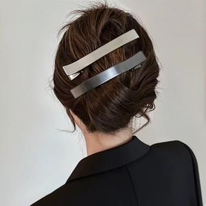 Minimalist Large Rectangular Metal Duckbill Hair Clip For Women Brushed Metallic Texture Hairpin Fashion Headwear Styling Tool