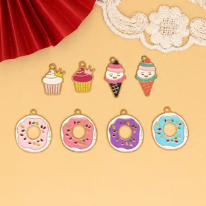 DIY Schmuckzubehör Cartoon Dessert Charms Zinklegierung Öltropfen Cupcake Eis Donut Anhänger Für Schlüsselanhänger Herstellung