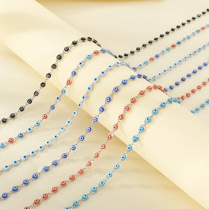Boze Oog Ketting En Armband Titanium Staal Kleurrijke Hars Kralen Nazar Stijl Small Crowd Ontwerp Voor Vrouwen