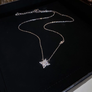 Elegante silberfarbene Halskette mit einem funkelnden Zirkonia-Sternanhänger für Damen