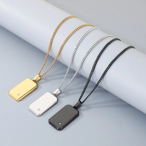 Collares de placa minimalistas para hombre de acero inoxidable en oro, plata y negro