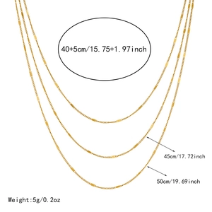 Detailed size guide for layered gold stainless steel necklace with pendants