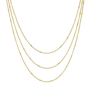 Elegant triple-layered gold-plated stainless steel chain necklace for women