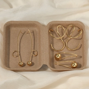 Elegant creative geometric stainless steel earrings set with gold PVD plating finish