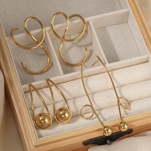 Elegant gold PVD plated stainless steel geometric earrings set in creative styles