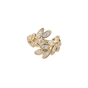 Elegante polsino per orecchie a spiga di grano dorato con scintillanti zirconi taglio marquise