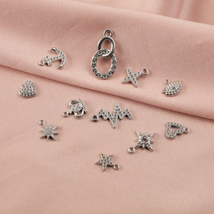 Stainless Steel Rhinestone Pendant Charms For DIY Jewelry Making Minimalist Heart Star Anchor Evil Eye Crown Charm Pendants Accessories For Women