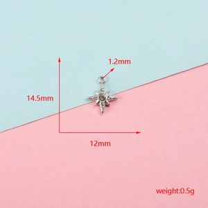 Detailed view showing dimensions of a silver star charm pendant with stainless steel base