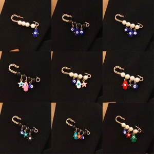 Spilla di Sicurezza in Lega Dorata Bohemian Con Künstliche Perle Sintetiche Malocchio Mano Di Fatima Pendenti Gioielli Moda Donna