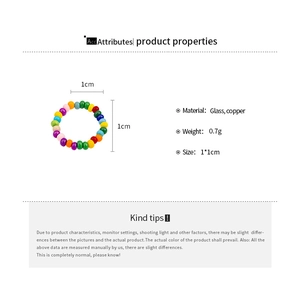 Detailed size and material specification for colorful glass beaded ring