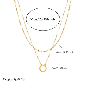Detailed size guide showing 40cm and 51cm chain lengths for double layer gold necklace