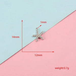 Pendentif étoile de mer en acier inoxydable argenté, dimensions 14mm x 12mm, trou 1mm