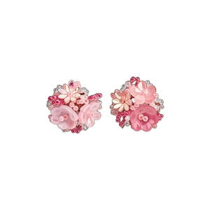 Boucles d'oreilles fleurs roses élégantes en perles de verre style dopamine chic