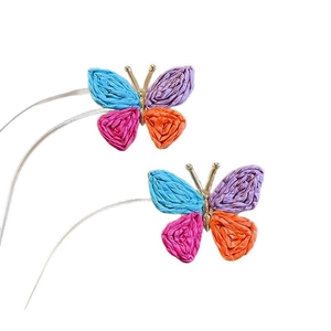 Handcrafted vibrant dopamine style butterfly tassel earrings with colorful wings
