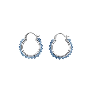 Elegant light blue crystal hoop earrings in polished silver-tone finish for women