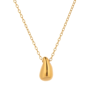 French style minimalist gold water drop pendant necklace in polished stainless steel