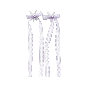 Fermagli per capelli in pizzo viola con stella marina bianca e lunghe nappe di nastro