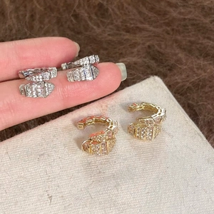 Copper Snake Ear Clip Elegant Zirconia Inlaid Non Pierced Ear Bone Clip Jewelry For Women Daily Fashion Accessories