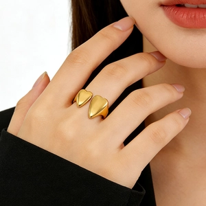 Anello Aperto Irregolare A Forma Di Cuore Acciaio Inossidabile Placcato Oro 18K Gioielli Minimalisti Regolabili Donna