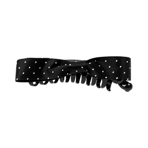Elegant black fabric polka dot bow banana hair clip for women stylish hair accessory
