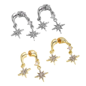 Prachtige micro-gezette sterren oorbellen in goud en zilver voor een veelzijdige stijl
