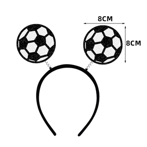Soccer headband with two spring-loaded black and white 8cm footballs for match fans
