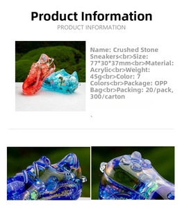 Macro detail of acrylic liquid soccer shoe pendant showing colorful gravel and clear texture
