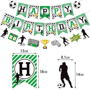 Soccer themed happy birthday party decoration set with banner and sport player cutouts