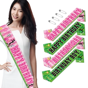 Soccer Birthday Sash Satin Etiquette Band For Kids Party Decoration Photo Props Sporty Happy Birthday