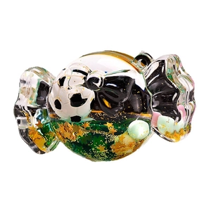 Porte-clés en forme de bonbon avec football et paillettes étoiles en sable mouvant