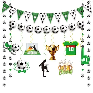 2026 Soccer World Cup party decoration set with banners, football cards and hanging swirls