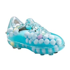Blue acrylic football shoe keychain with macaron liquid sand filling and anti-slip sole