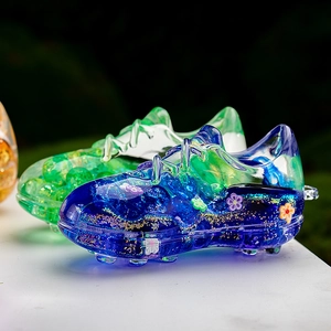 Creative resin football shoe ornament with glitter and internal floral decorations