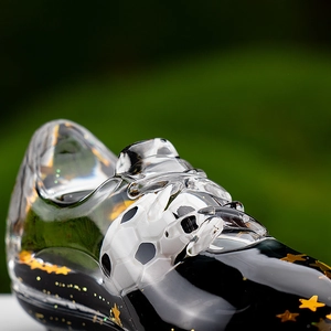 Creative football shoe shaped acrylic shaker charm with inner soccer ball and gold stars