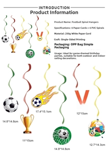 Dimensions détaillées du kit de spirales décoratives de football avec divers motifs