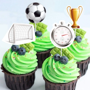 Décoration de cupcakes thème football avec trophée et but pour fêtes sportives