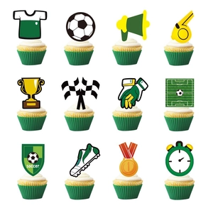 Soccer Theme Cake Toppers White Cardstock Sports Birthday Party Decorations Cupcake Inserts Boy Sport Event