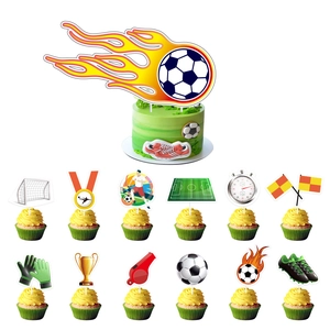 Décorations de Gâteau Thème Football Coupe du Monde Style Sportif en Carton Fournitures de Fête Anniversaire Enfants Design Trophée But