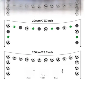 Diagramme de dimensions pour guirlandes de football et d'étoiles pour décoration de fête