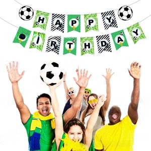 Soccer birthday banner set with Happy Birthday letters for football themed party decor
