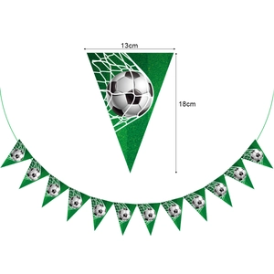 Soccer theme birthday party banner with grass texture and football net design (13x18cm)
